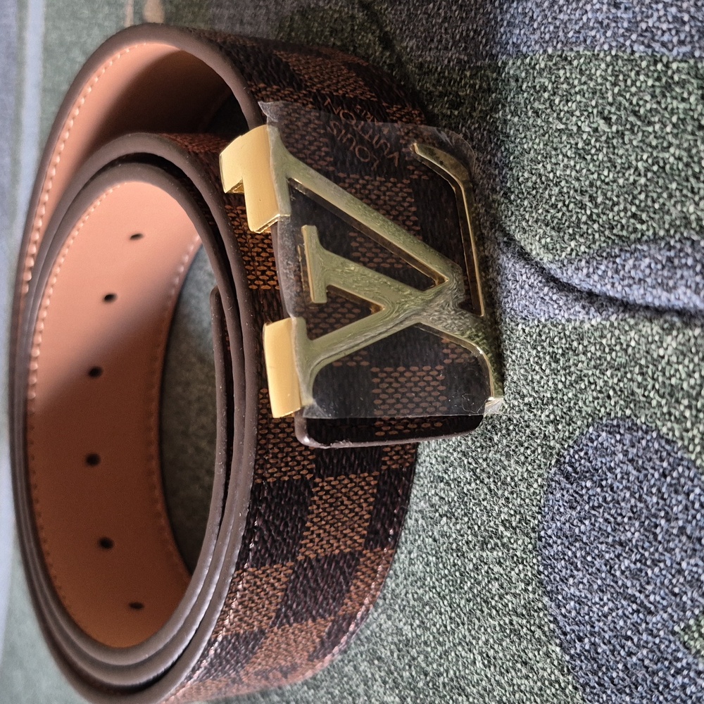 Louis Vuitton Brown Checkered Leather Belt